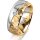 Ring 14 Karat Gelb-/Weissgold 8.0 mm diamantmatt 1 Brillant G vs 0,065ct