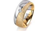 Ring 18 Karat Gelb-/Weissgold 8.0 mm kreismatt 1 Brillant...