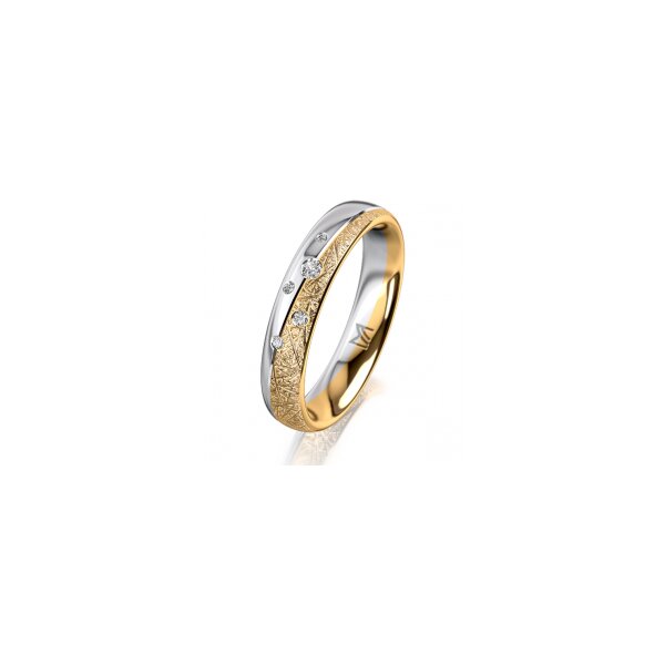 Ring 18 Karat Gelbgold/950 Platin 4.0 mm kristallmatt 5 Brillanten G vs Gesamt 0,035ct