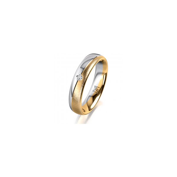 Ring 18 Karat Gelbgold/950 Platin 4.5 mm sandmatt 1 Brillant G vs 0,025ct