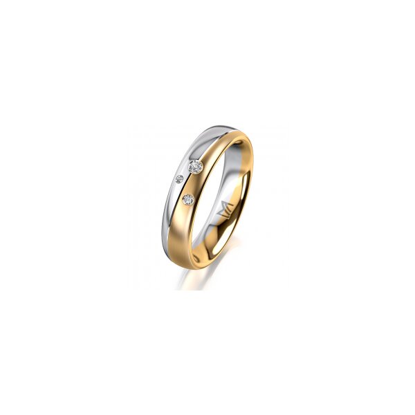 Ring 18 Karat Gelbgold/950 Platin 4.5 mm l&auml;ngsmatt 3 Brillanten G vs Gesamt 0,035ct