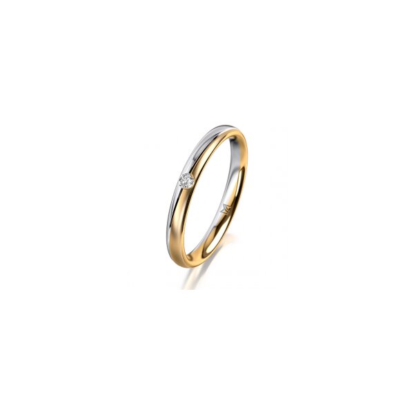 Ring 18 Karat Gelbgold/950 Platin 2.5 mm längsmatt 1 Brillant G vs 0,025ct