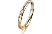 Ring 18 Karat Gelbgold/950 Platin 2.5 mm l&auml;ngsmatt 1...
