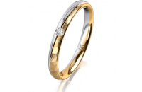 Ring 18 Karat Gelbgold/950 Platin 2.5 mm diamantmatt 1...