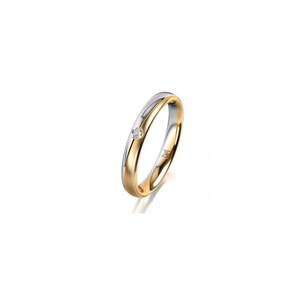 Ring 18 Karat Gelbgold/950 Platin 3.0 mm l&auml;ngsmatt 1 Brillant G vs 0,025ct