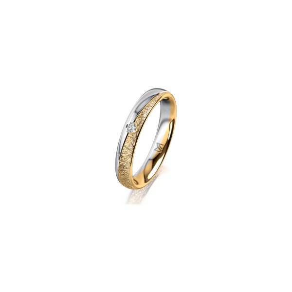 Ring 18 Karat Gelbgold/950 Platin 3.5 mm kristallmatt 1 Brillant G vs 0,025ct