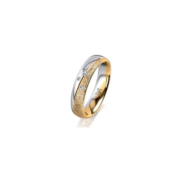 Ring 18 Karat Gelbgold/950 Platin 4.5 mm kristallmatt 3 Brillanten G vs Gesamt 0,035ct