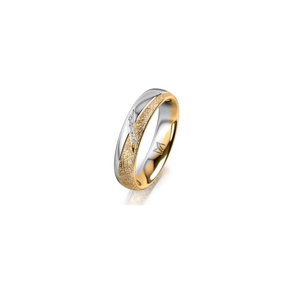 Ring 18 Karat Gelbgold/950 Platin 4.5 mm kristallmatt 4 Brillanten G vs Gesamt 0,025ct