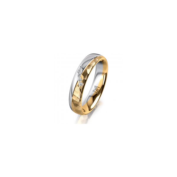 Ring 18 Karat Gelbgold/950 Platin 4.5 mm diamantmatt 4 Brillanten G vs Gesamt 0,025ct