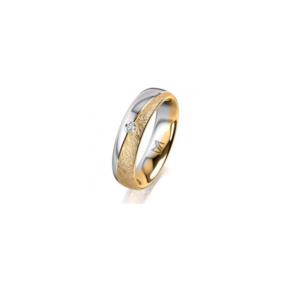 Ring 18 Karat Gelbgold/950 Platin 5.0 mm kreismatt 1 Brillant G vs 0,035ct