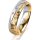 Ring 18 Karat Gelbgold/950 Platin 5.0 mm diamantmatt 5 Brillanten G vs Gesamt 0,055ct