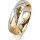 Ring 18 Karat Gelbgold/950 Platin 5.5 mm diamantmatt 5 Brillanten G vs Gesamt 0,045ct