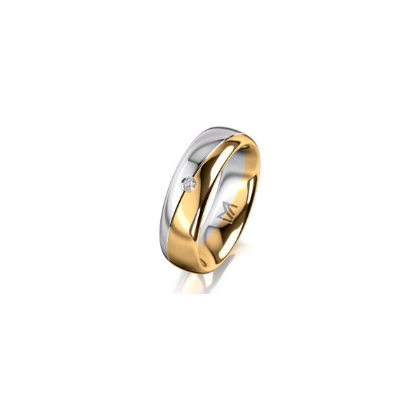 Ring 18 Karat Gelbgold/950 Platin 6.0 mm poliert 1 Brillant G vs 0,025ct