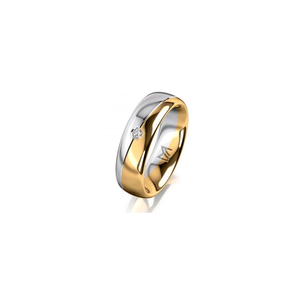 Ring 18 Karat Gelbgold/950 Platin 6.0 mm poliert 1 Brillant G vs 0,035ct