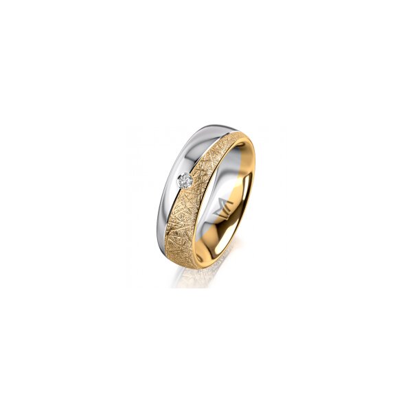 Ring 18 Karat Gelbgold/950 Platin 6.0 mm kristallmatt 1 Brillant G vs 0,035ct