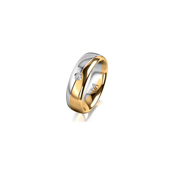 Ring 18 Karat Gelbgold/950 Platin 6.0 mm poliert 1 Brillant G vs 0,065ct