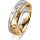 Ring 18 Karat Gelbgold/950 Platin 6.0 mm diamantmatt 3 Brillanten G vs Gesamt 0,060ct