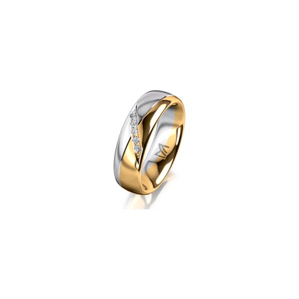 Ring 18 Karat Gelbgold/950 Platin 6.0 mm poliert 5 Brillanten G vs Gesamt 0,065ct