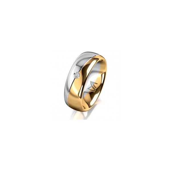 Ring 18 Karat Gelbgold/950 Platin 7.0 mm poliert 1 Brillant G vs 0,035ct