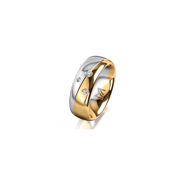 Ring 18 Karat Gelbgold/950 Platin 7.0 mm poliert 3 Brillanten G vs Gesamt 0,070ct