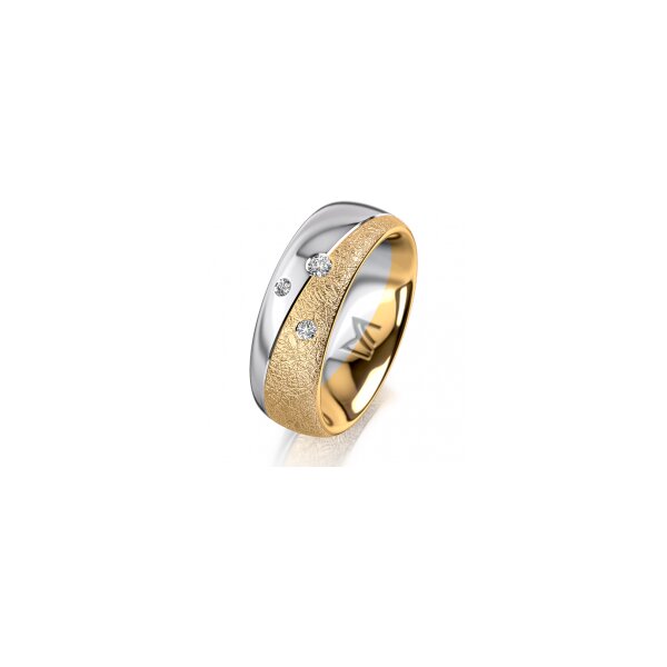 Ring 18 Karat Gelbgold/950 Platin 7.0 mm kreismatt 3 Brillanten G vs Gesamt 0,070ct