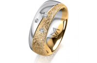 Ring 18 Karat Gelbgold/950 Platin 7.0 mm kristallmatt 3...