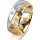 Ring 18 Karat Gelbgold/950 Platin 8.0 mm diamantmatt 5 Brillanten G vs Gesamt 0,115ct