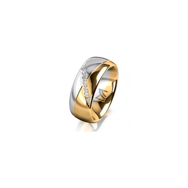 Ring 18 Karat Gelbgold/950 Platin 8.0 mm poliert 7 Brillanten G vs Gesamt 0,095ct