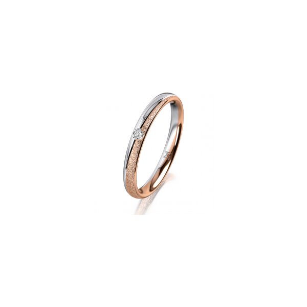 Ring 18 Karat Rotgold/950 Platin 2.5 mm kreismatt 1 Brillant G vs 0,025ct