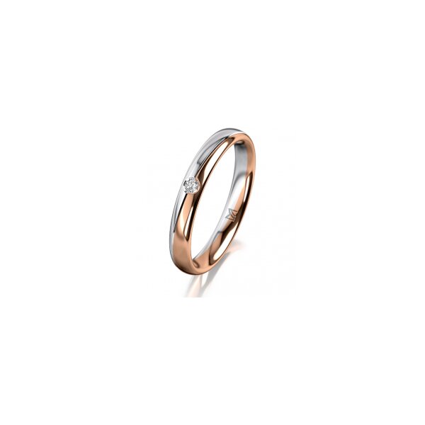 Ring 18 Karat Rotgold/950 Platin 3.0 mm poliert 1 Brillant G vs 0,025ct