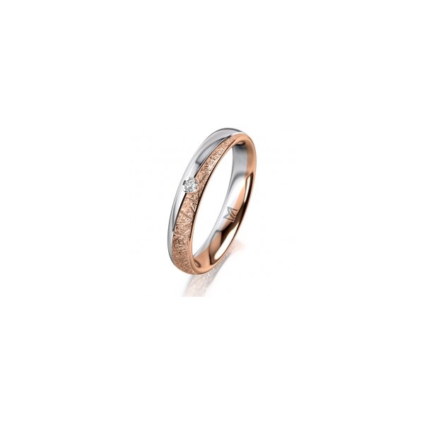 Ring 18 Karat Rotgold/950 Platin 3.5 mm kristallmatt 1 Brillant G vs 0,025ct
