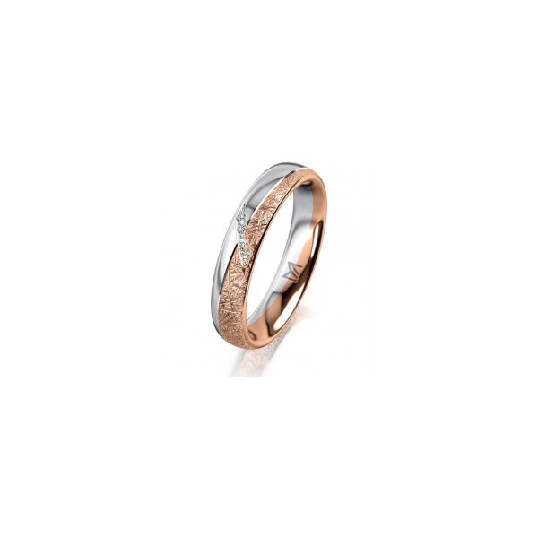 Ring 18 Karat Rotgold/950 Platin 4.0 mm kristallmatt 4 Brillanten G vs Gesamt 0,020ct