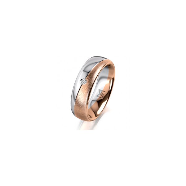 Ring 18 Karat Rotgold/950 Platin 6.0 mm sandmatt 1 Brillant G vs 0,025ct
