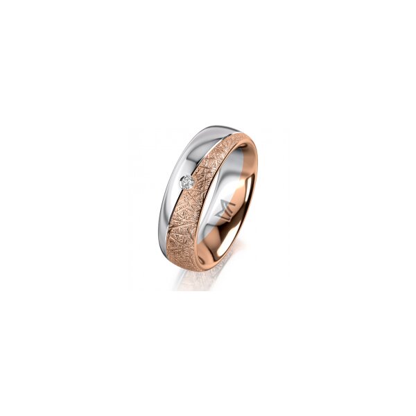 Ring 18 Karat Rotgold/950 Platin 6.0 mm kristallmatt 1 Brillant G vs 0,025ct