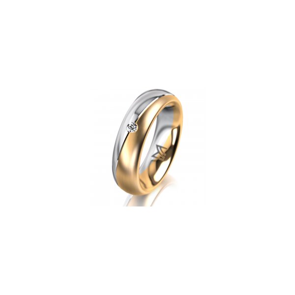 Ring 18 Karat Gelbgold/950 Platin 5.5 mm l&auml;ngsmatt 1 Brillant G vs 0,025ct