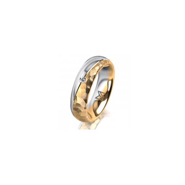 Ring 18 Karat Gelbgold/950 Platin 5.5 mm diamantmatt 1 Brillant G vs 0,025ct