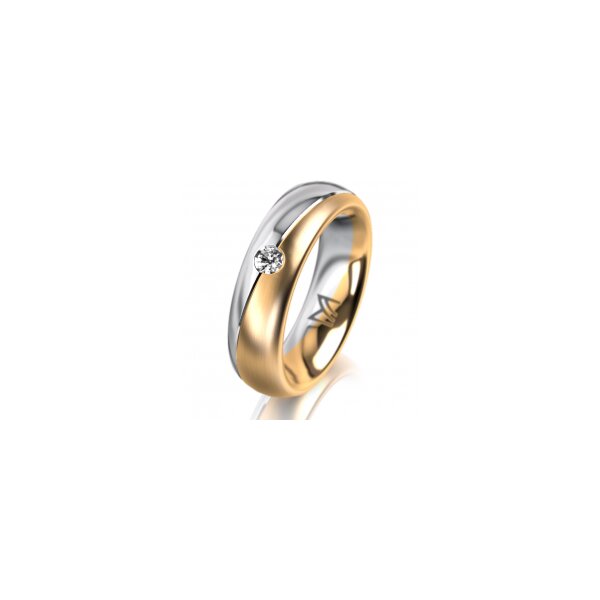 Ring 18 Karat Gelbgold/950 Platin 5.5 mm längsmatt 1 Brillant G vs 0,065ct