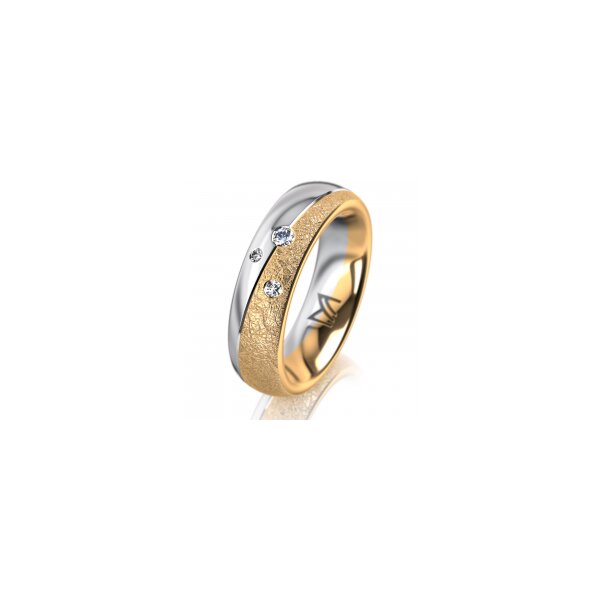 Ring 18 Karat Gelbgold/950 Platin 5.5 mm kreismatt 3 Brillanten G vs Gesamt 0,050ct