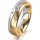 Ring 18 Karat Gelbgold/950 Platin 5.5 mm längsmatt 5 Brillanten G vs Gesamt 0,065ct