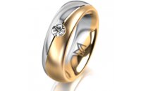 Ring 18 Karat Gelbgold/950 Platin 6.0 mm l&auml;ngsmatt 1...