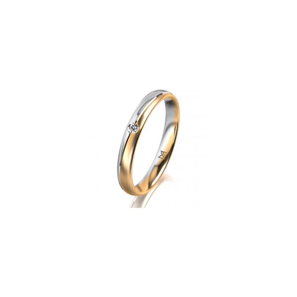 Ring 18 Karat Gelbgold/950 Platin 3.0 mm l&auml;ngsmatt 1 Brillant G vs 0,025ct