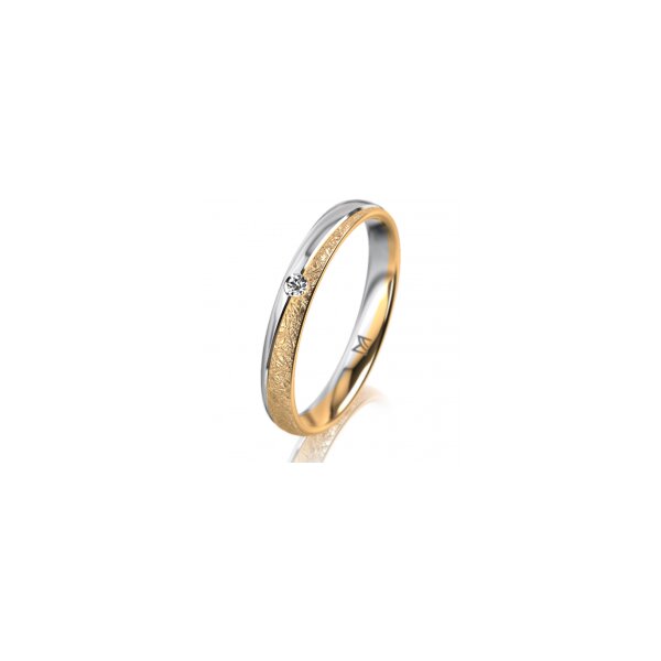 Ring 18 Karat Gelbgold/950 Platin 3.0 mm kreismatt 1 Brillant G vs 0,025ct