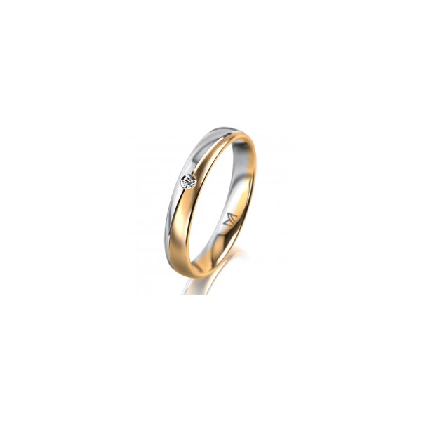 Ring 18 Karat Gelbgold/950 Platin 3.5 mm l&auml;ngsmatt 1 Brillant G vs 0,025ct