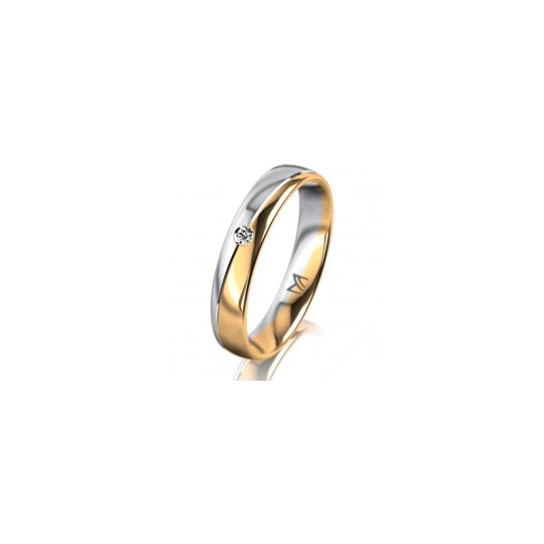 Ring 18 Karat Gelbgold/950 Platin 4.0 mm poliert 1 Brillant G vs 0,025ct