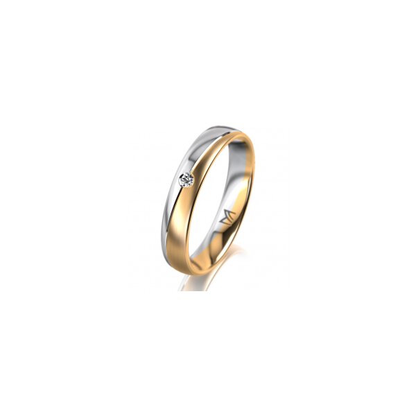 Ring 18 Karat Gelbgold/950 Platin 4.0 mm längsmatt 1 Brillant G vs 0,025ct