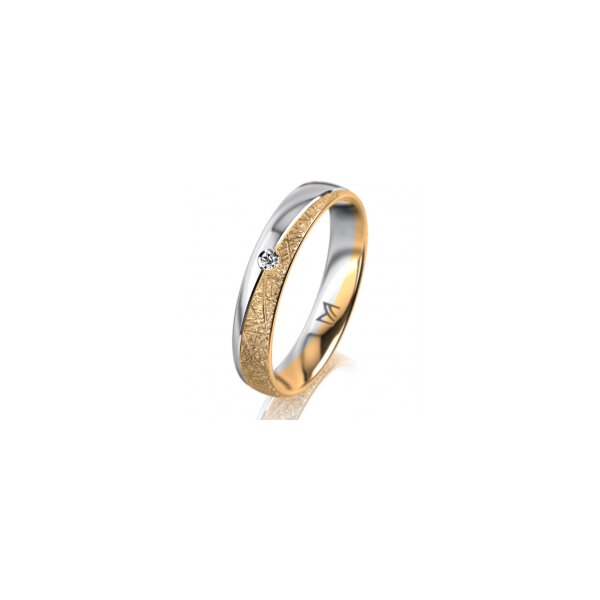 Ring 18 Karat Gelbgold/950 Platin 4.0 mm kristallmatt 1 Brillant G vs 0,025ct
