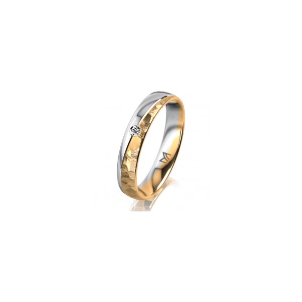 Ring 18 Karat Gelbgold/950 Platin 4.0 mm diamantmatt 1 Brillant G vs 0,025ct