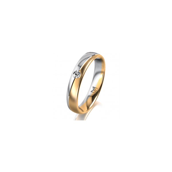 Ring 18 Karat Gelbgold/950 Platin 4.0 mm l&auml;ngsmatt 1 Brillant G vs 0,050ct
