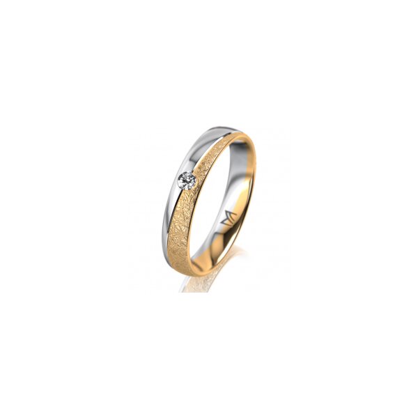 Ring 18 Karat Gelbgold/950 Platin 4.0 mm kreismatt 1 Brillant G vs 0,050ct