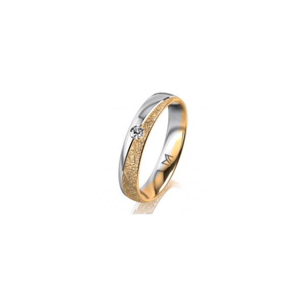 Ring 18 Karat Gelbgold/950 Platin 4.0 mm kristallmatt 1 Brillant G vs 0,050ct